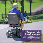 Equipmed Heavy Duty Electric Wheelchair, 20km Range, 125kg Capacity, Blue - PowerCruise Paramount