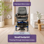 Equipmed Heavy Duty Electric Wheelchair, 20km Range, 125kg Capacity, Blue - PowerCruise Paramount