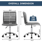 Adjustable Mid-Back Armless Swivel Office Chair With PU Leather - 265 lbs.