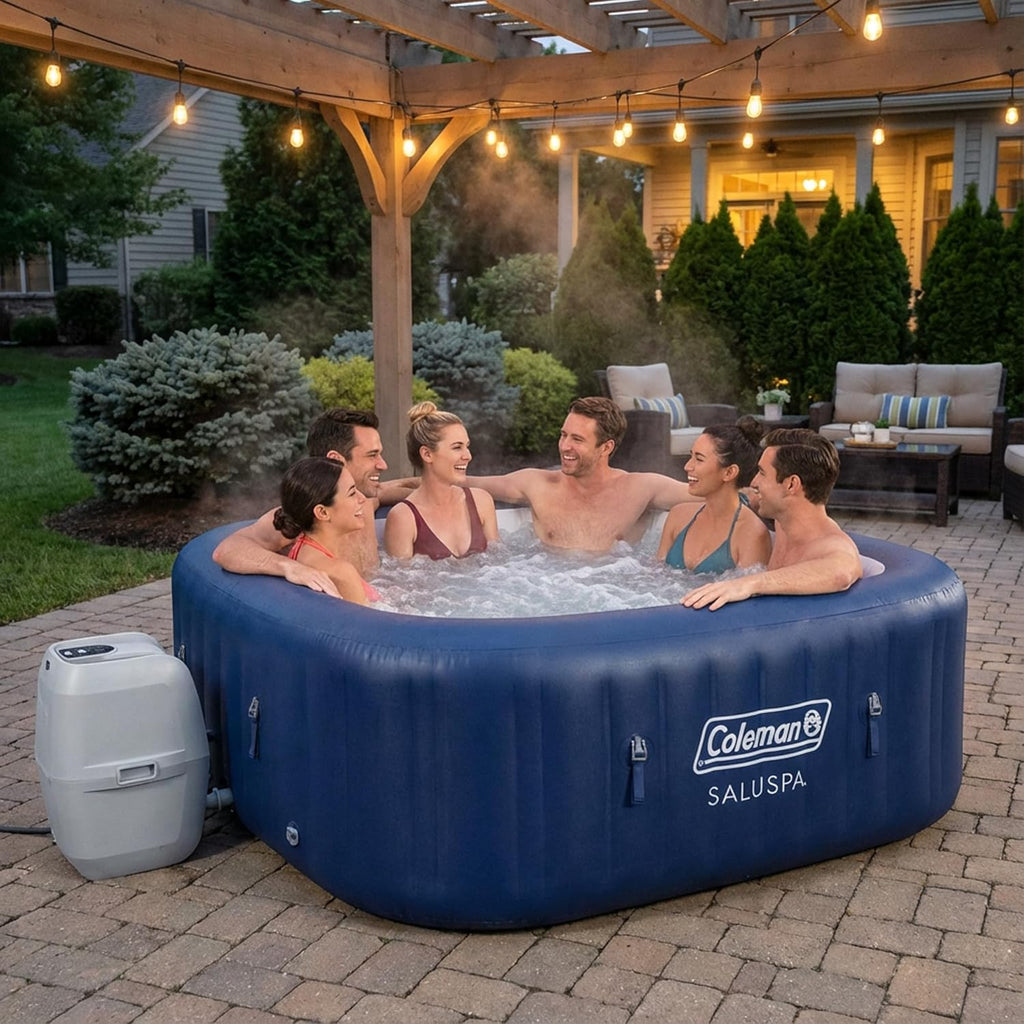 Coleman SaluSpa Atlantis AirJet Inflatable Hot Tub, 4 to 6 Person, 140 Air Jets, 71 x 28 in