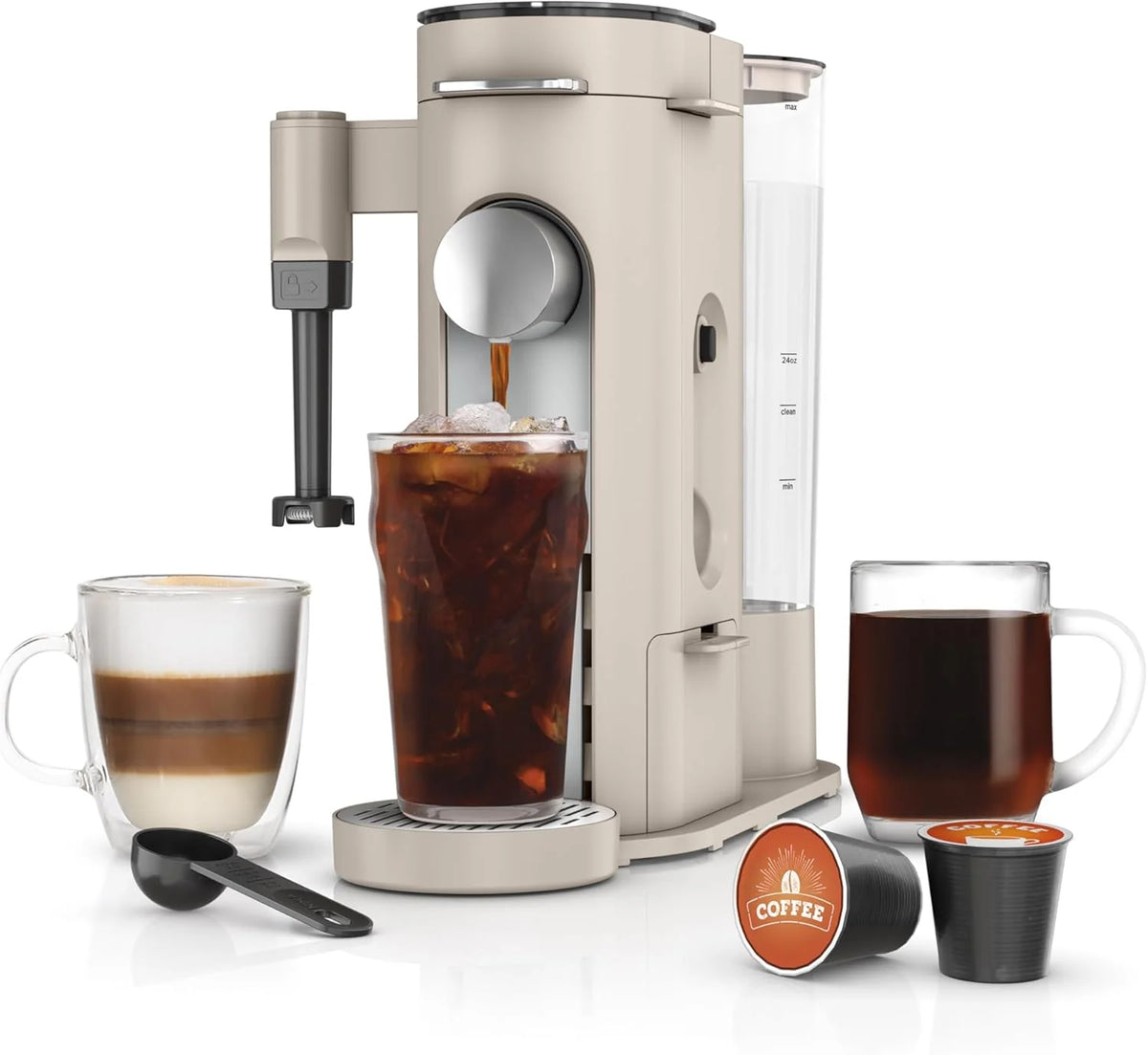 Single-Serve Coffee Maker K-Cup Pod Compatible, Built-In Milk Frother, 68 Fluid Ounces Reservoir