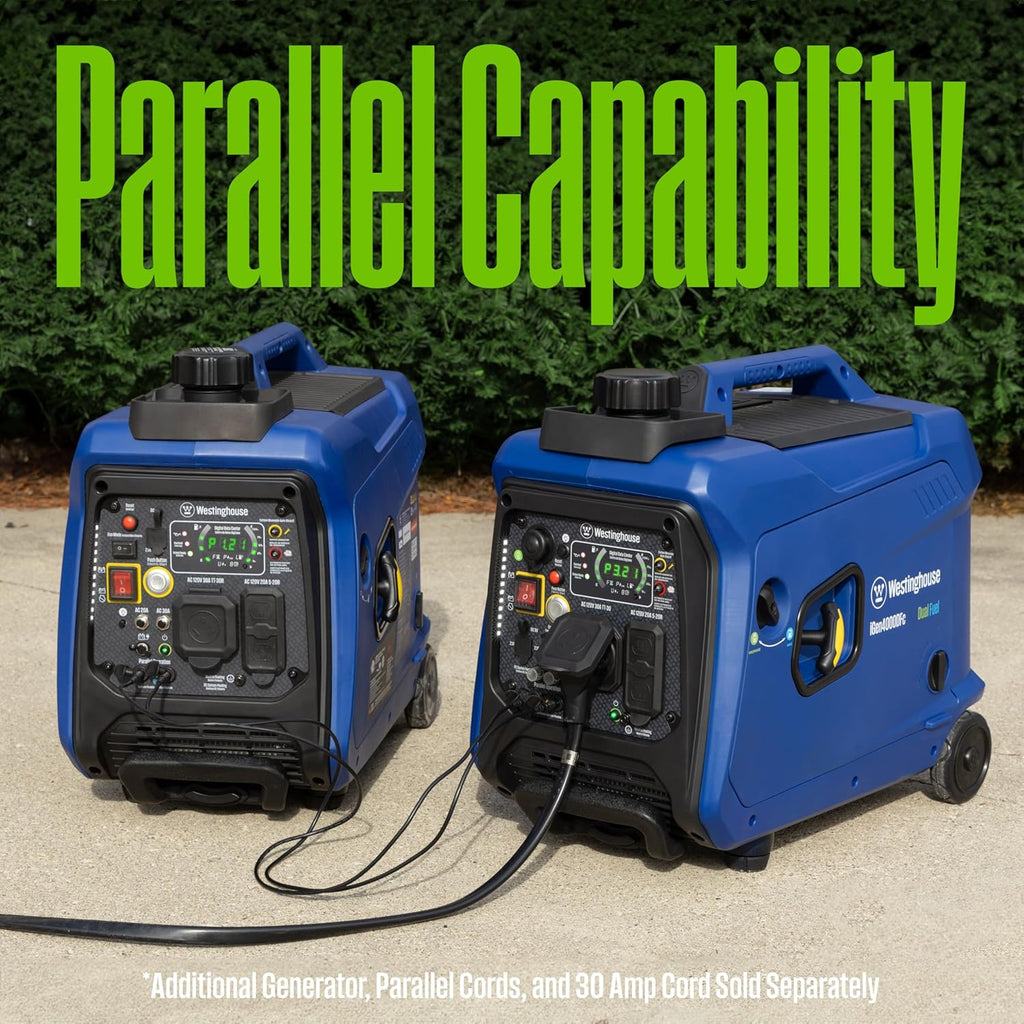 Westinghouse Dual Fuel Portable Inverter Generator, 4000 Peak Watt, Remote Electric Start