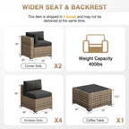 Aoxun 7-Piece Outdoor Wicker Patio Conversation Set With Thick Cushions
