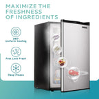 EUHOMY 3.0 Cubic Feet Single Door Compact Upright Freezer, Silver - MF-30-Y