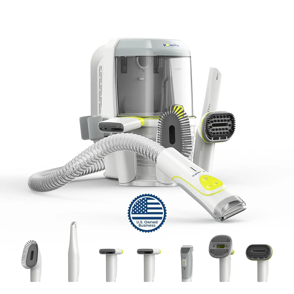 PAWSPIK Pet Grooming Vacuum Kit, 7 Tools, 6 Suction Levels, 2.2L Dust Bin - GroomingPro Rx