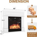 Electric Fireplace With Mantel, 43in Freestanding Heater TV Stand With 23in Insert, White