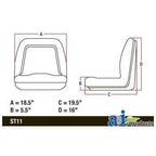 A & I Deluxe Midback Utility Lawn Mower Seat, 18 in Wide x 15.25 in Tall x 19.25 in Deep - TM555BL