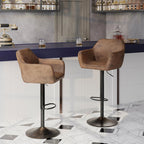 Homfa Tall Adjustable Rolling Bar Stools With Armrests And Back, Vintage Brown, Set Of 2