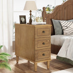 Solid Wood Narrow End Table With 3 Drawers - Fully Assembled