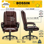 High-Back Ergonomic Leather Executive Office Chair, 400 lb Capacity