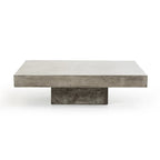 Modrest Morley Square Modern Concrete Stone Coffee Table, Dark Gray, 12in H x 43in W x 43in D