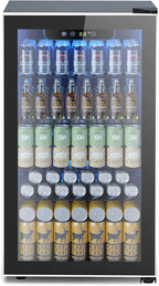 Electactic 3.2 Cu Ft 130 Can Beverage Refrigerator Cooler, Black, 19.29 x 17.32 x 30.79 inches - JC-90