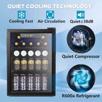 Electactic 3.2 Cu Ft 130 Can Beverage Refrigerator Cooler, Black, 19.29 x 17.32 x 30.79 inches - JC-90