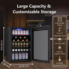 Electactic 3.2 Cu Ft 130 Can Beverage Refrigerator Cooler, Black, 19.29 x 17.32 x 30.79 inches - JC-90