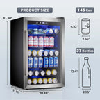 Electactic 3.2 Cu Ft 130 Can Beverage Refrigerator Cooler, Black, 19.29 x 17.32 x 30.79 inches - JC-90