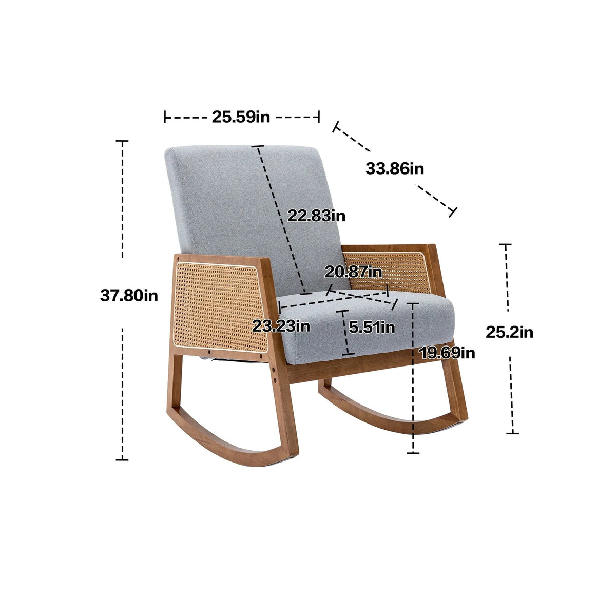 Upholstered Tall Back Gliding Rocking Armchair