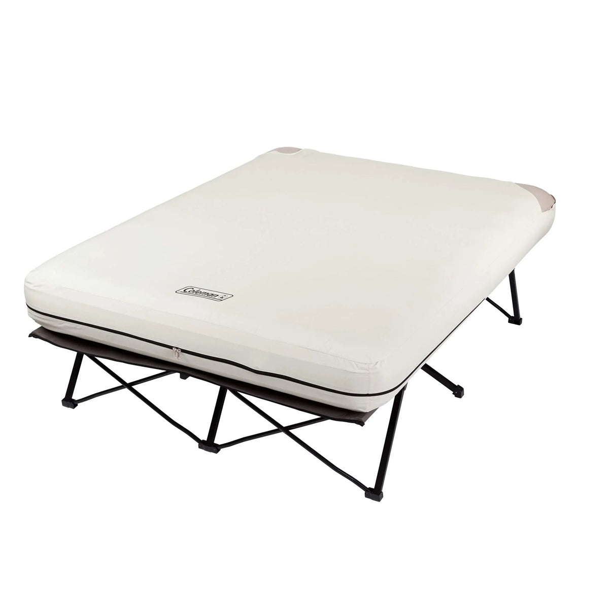 Camping Cot With Queen Air Mattress And Battery-Operated Pump