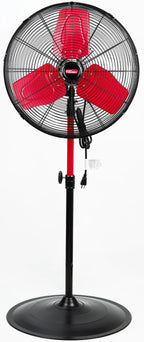 Hyper Tough 20 inch 3-Speed Oscillating Metal Pedestal Fan, Red & Black