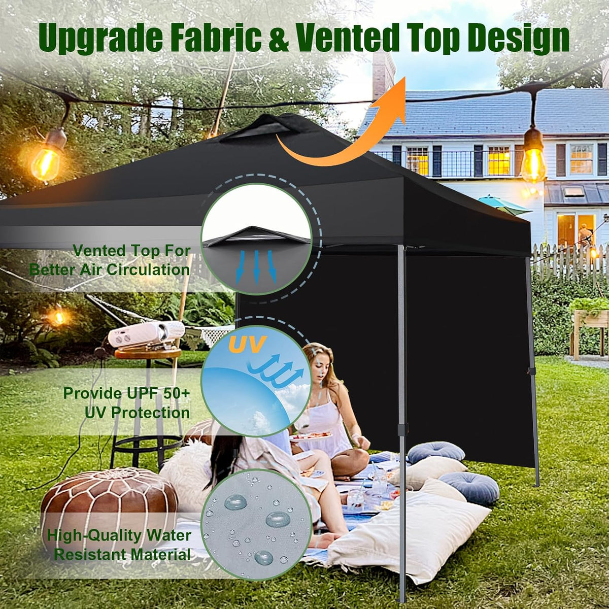Eurmax USA NOMATTER 10x10ft Pop Up Canopy Tent With 1 Removable Sidewall And 4 Sand Bags