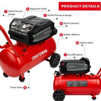 CRAFTSMAN Oil-Free Portable Air Compressor, 10 Gallon 1.8 HP 175 PSI 4.0 CFM@90PSI - CMXECXA0201041