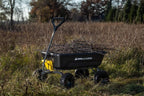 Poly Dump Garden Cart With No-Flat Tires And Serrated Shovel, 7 Cubic Feet, 1,200 lb Capacity, Black