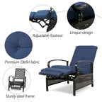 Adjustable Patio Recliner Lounge Chair With Cushion, 300 lbs - 38 (D) x 26.5 (W) x 38.5 (H) Inches