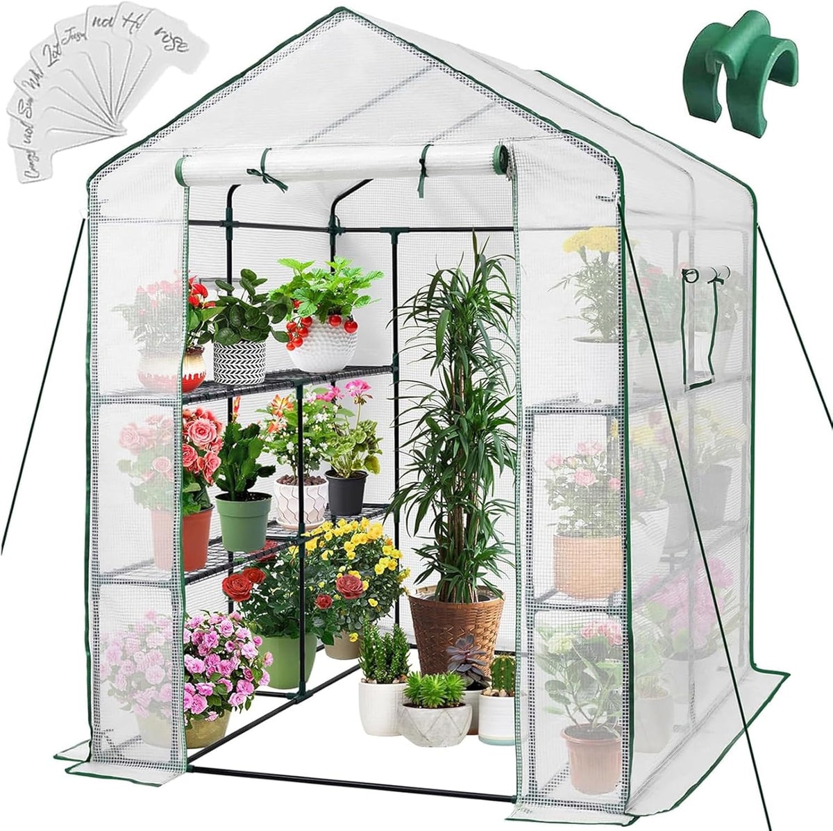 Greengro Portable Greenhouse Kit, Green, 57 x 85 x 76 in, 8 Shelves