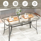 Arlopu Rectangular Patio Dining Table With 5mm Tempered Glass Top