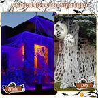 Yalumo 850 Sqft Spider Web Giant Beef Netting Halloween Decorations, 23 x 4.6Ft Pre-Cut Gauze Stretchy Spider Webs Glow Under Blacklight