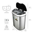18 Gallon Dual Compartment Motion Sensor Trash Can - Automatic Hands-Free Kitchen Garbage Bin