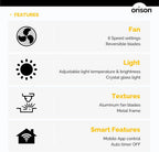 Orison Outdoor Plug-In Ceiling Fan With Light, Yellow, 21in D x 21in W x 10in H - B63992