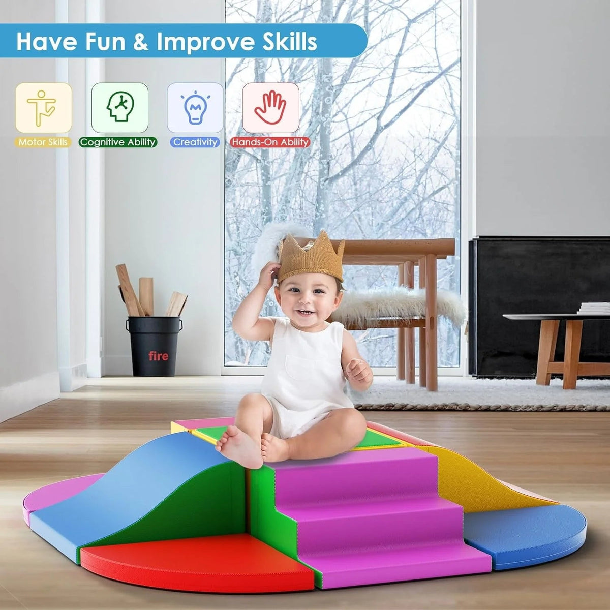 Soft Play Climbing Blocks for Toddlers, 9 Pieces, Colorful