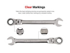 TEKTON Flex Head 12-Point Ratcheting Combination Wrench Set, 14-Piece (6-19 mm) - WRC95302