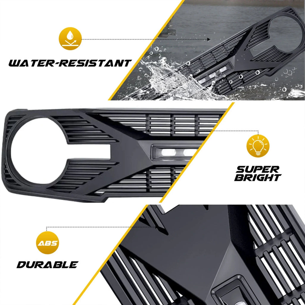 AMERICAN MODIFIED Tomahawk Grille With Lights for 2021-2024 Ford Bronco Without Front Camera - Matte Black