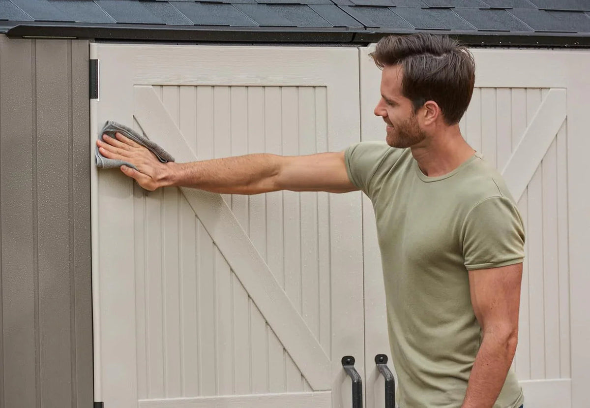 Rubbermaid Resin Outdoor Storage Shed With Floor, 7 x 7 Ft, Gray