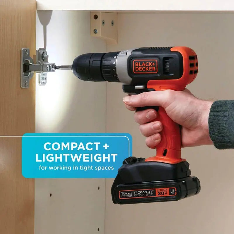 BLACK+DECKER 20V Lithium-Ion Cordless 3/8 in Drill/Driver With 1.5Ah Battery And Charger - BCD702C1