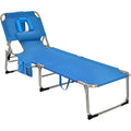 Folding Beach Lounge Chair With Open Face Hole - Blue