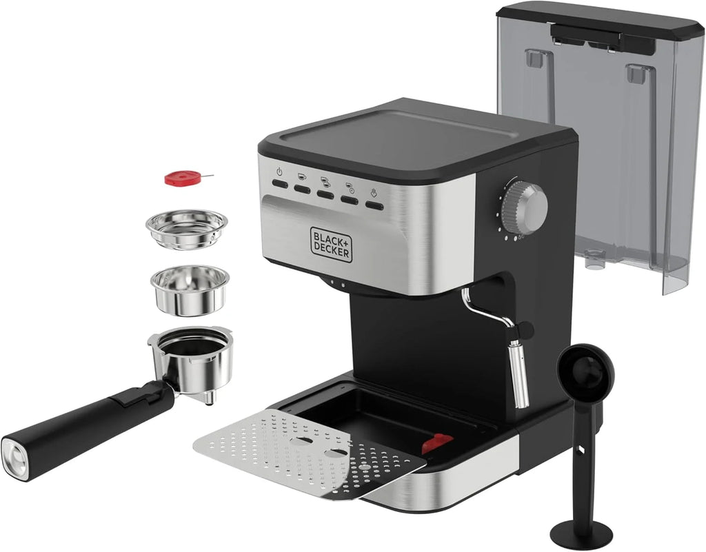 BLACK+DECKER 15-Bar Semi-Automatic Espresso And Cappuccino Maker - Stainless Steel