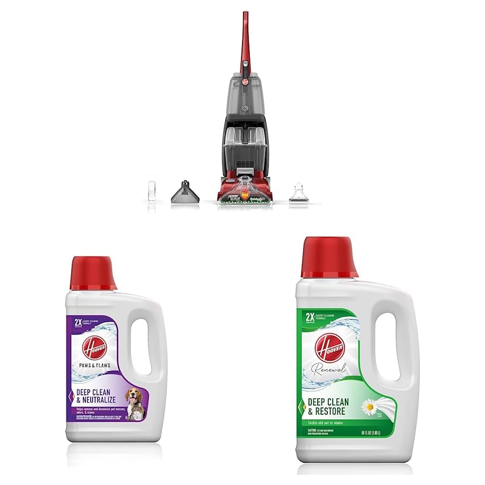 Hoover Power Scrub Deluxe Carpet Cleaner Machine With Two 64oz Solutions - FH50150V, AH30925, AH30924