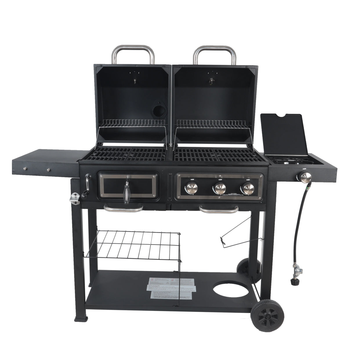 Dual Fuel Gas And Charcoal Combo Grill, Black With Stainless - GBC1793W