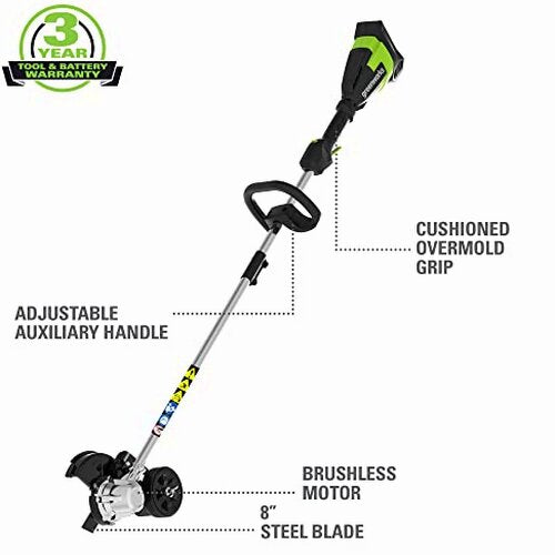 Greenworks 40V Brushless Edger With 8in Blade, 4.0Ah Battery And Charger