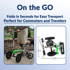 KneeRover Knee Scooter For Adults, 9-Inch Tires, Race Car Green - GO HYBRID