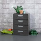 Sterilite Heavy-Duty 4 Drawer Plastic Storage Unit, Flat Gray