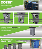 Toter 32 Gallon Greenstone Trash Can With Quiet Wheels And Attached Lid, 24.25 in D x 19.75 in W x 37.5 in H - ANA32-55410